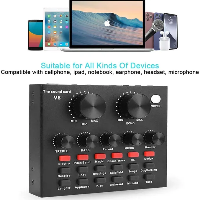 V8 sound card for living show Usb External Sound Card For Mobile