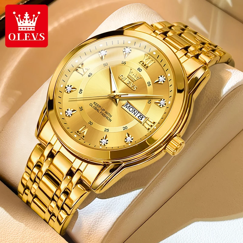 OLEVS 5513 Luxury Waterproof Mens Watch Golden. Watch/Stylish Watch
