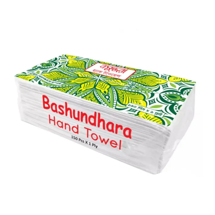 Bashundhara Hand Towel Tissue (White) 150pcs ×1 ply zDrop