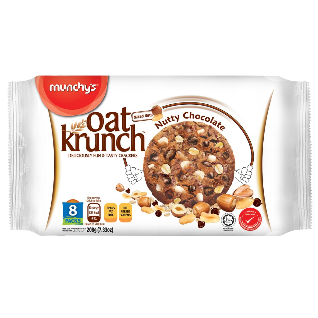 Munchy's Oat Krunch Nutty Chocolate Cookies 208gm zDrop
